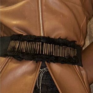 Urban Zen Persian Lamb and Suede Belt